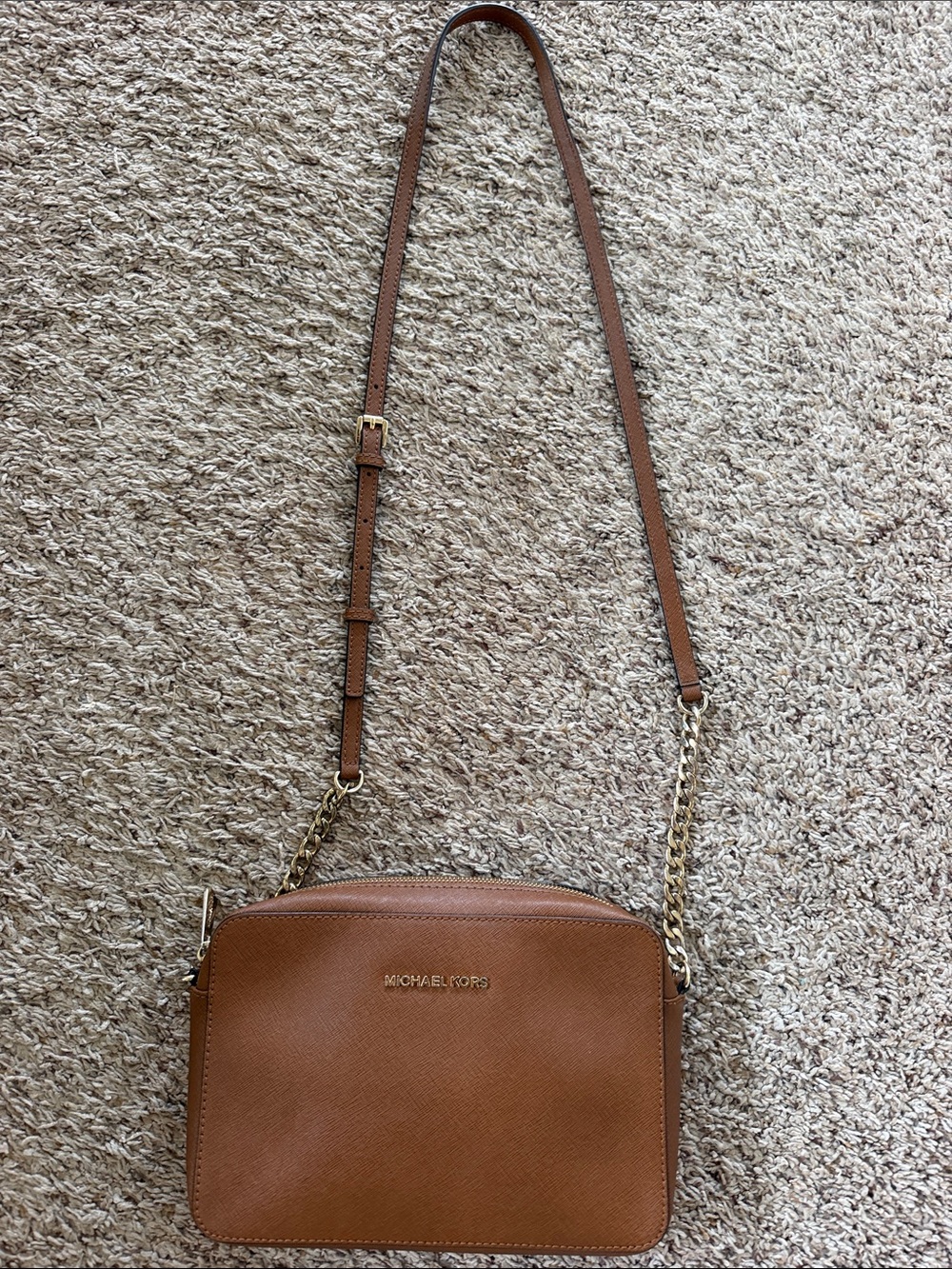 Michael Kors Cognac Saffiano Leather Shoulder Crossbody Bag